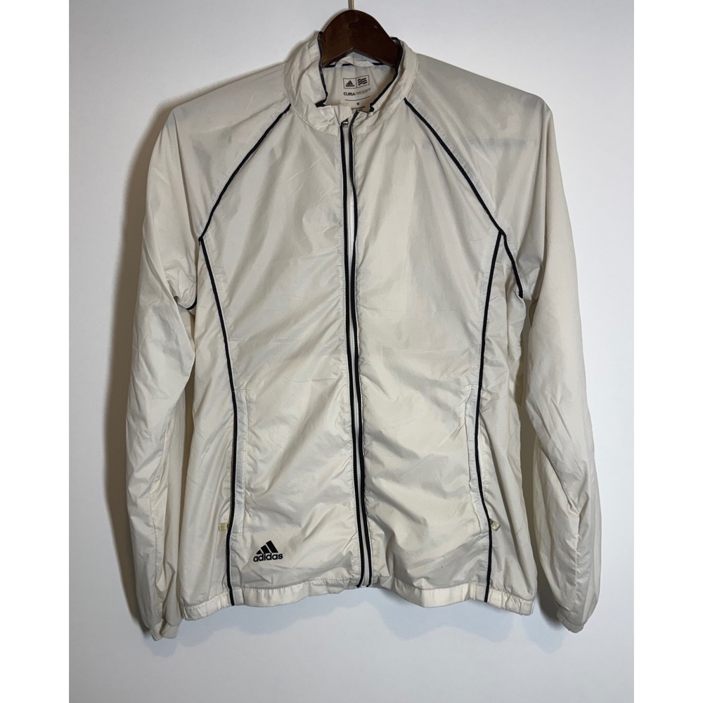 Adidas Golf ClimaProof Windbreaker Jacket White Vintage Full Zip Womens Medium